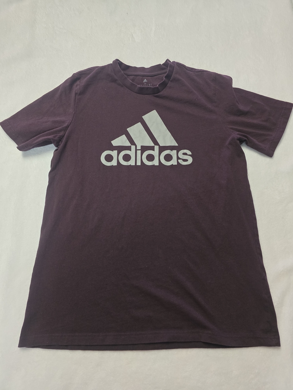 adidas Men's Short Sleeve Tee in Deep Burgundy with White Logo